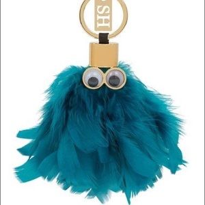 Sophie Hulme Blue Feather Bag Charm Keychain NWOT